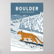 Boulder Colorado Cougar Retro Reis Kunst Vintage