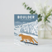 Boulder Colorado Cougar Retro Travel Art  Briefkaart (Staand voorkant)