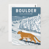 Boulder Colorado Cougar Retro Travel Art  Briefkaart (Voorkant / Achterkant)