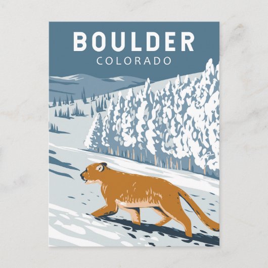 Boulder Colorado Cougar Retro Travel Art  Briefkaart (Voorkant)