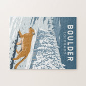 Boulder Colorado Cougar Retro Travel Art  Legpuzzel (Horizontaal)