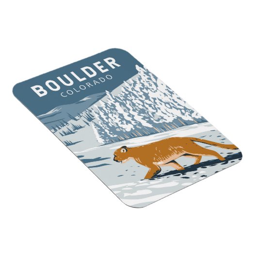 Boulder Colorado Cougar Retro Travel Art  Magneet (Rechterzijde)