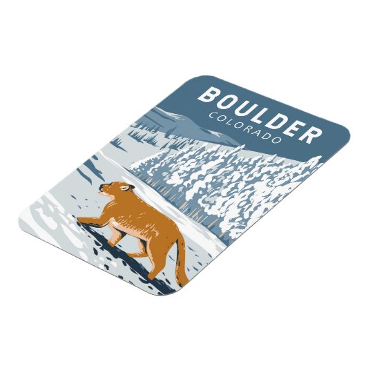 Boulder Colorado Cougar Retro Travel Art  Magneet (Linkerzijde)