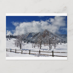 Boulder Colorado Flatirons Snowy Landscape Uitzich Briefkaart