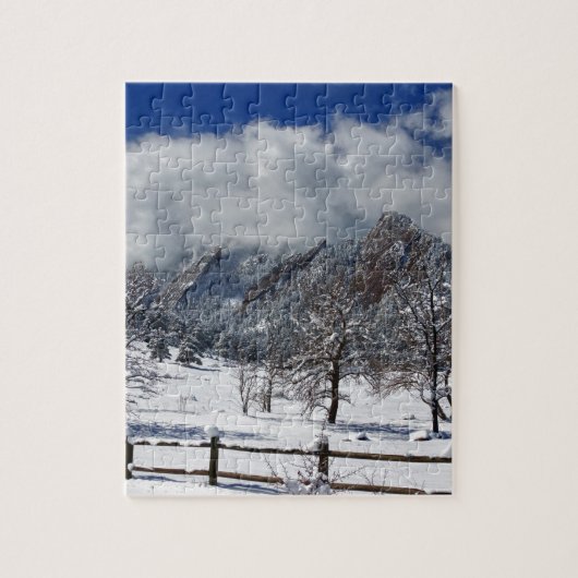 Boulder Colorado Flatirons Snowy Landscape Uitzich Legpuzzel (Verticaal)