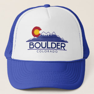 Boulder Colorado houten bergen hoed Trucker Pet