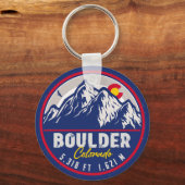 Boulder Colorado Retro Sunset Mountain Souvenirs Sleutelhanger (Voorkant)