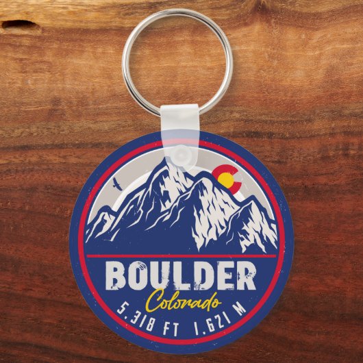 Boulder Colorado Retro Sunset Mountain Souvenirs Sleutelhanger (Voorkant)