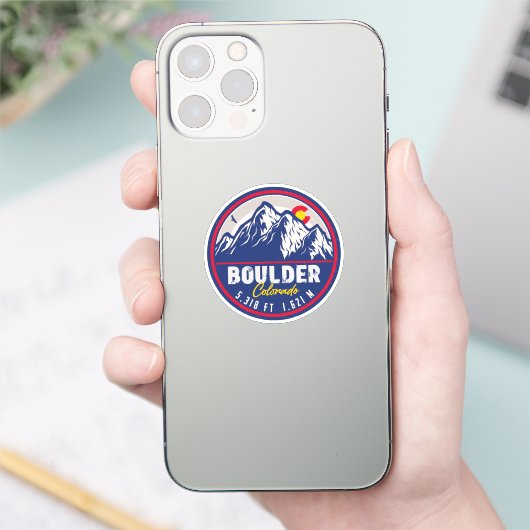 Boulder Colorado Retro Sunset Mountain Souvenirs Sticker (Telefoon)