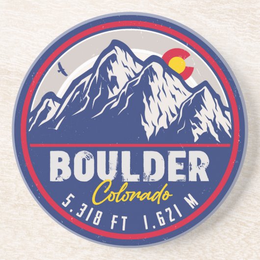 Boulder Colorado Retro Sunset Mountain Souvenirs Zandsteen Onderzetter (Voorkant)