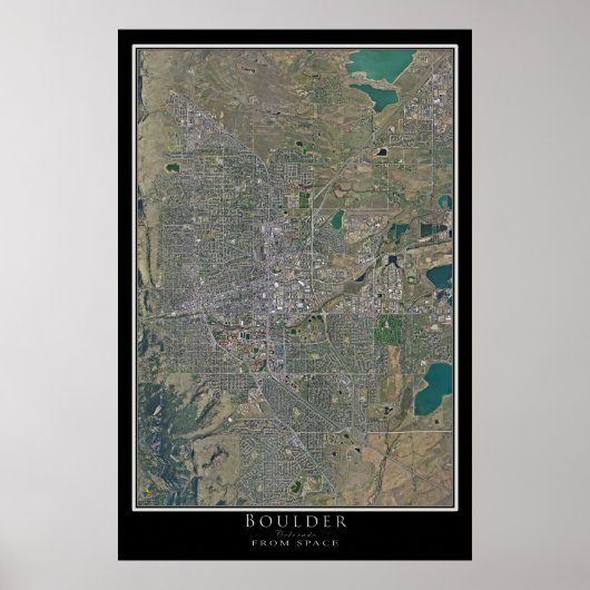 Boulder Colorado Satellite Poster Map (Voorkant)