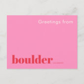 Boulder Colorado typografisch roze Briefkaart (Voorkant)