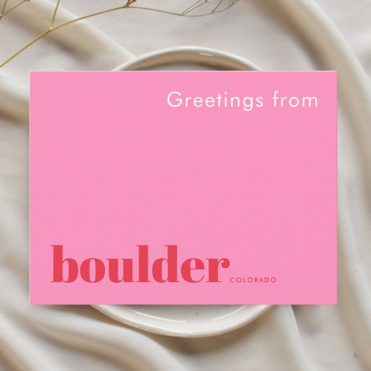 Boulder Colorado typografisch roze Briefkaart