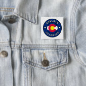 Boulder Colorado Vierkante Button 5,1 Cm (In situ)