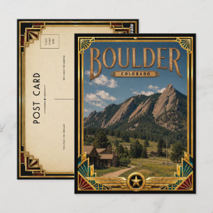 Boulder Colorado Vintage Art Deco Gouden Tijdperk Briefkaart