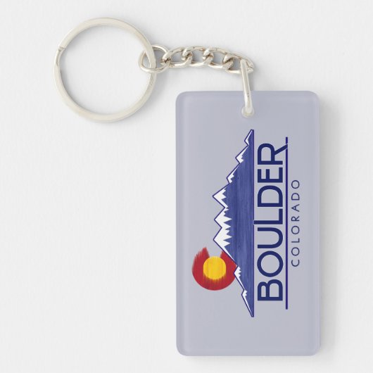Boulder Colorado wood mountains keychain (Voorkant)