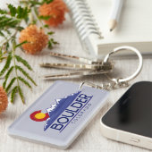 Boulder Colorado wood mountains keychain (Voorkant Rechts)