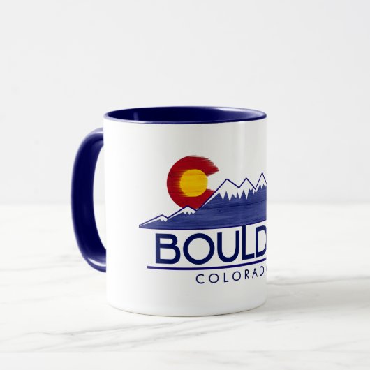 Boulder Colorado wood mountains mug Mok (Voorkant links)