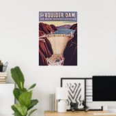 Boulder Dam Retro Vintage Travel Poster (Thuiskantoor)