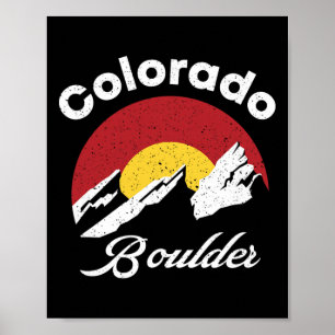 Boulder Flatirons Colorado Vlag Klimmen Fietsen Wa Poster