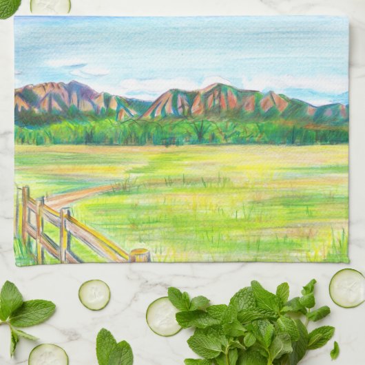 Boulder Flatirons Zomer Landschap Keukenhanddoek (Gevouwen)