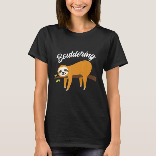 Boulder Fun Sloth clibing Rock T-shirt (Voorkant)