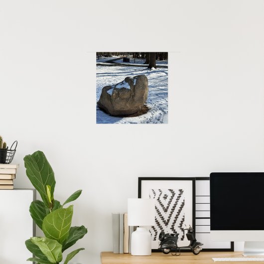 Boulder in Snow Poster (Thuiskantoor)