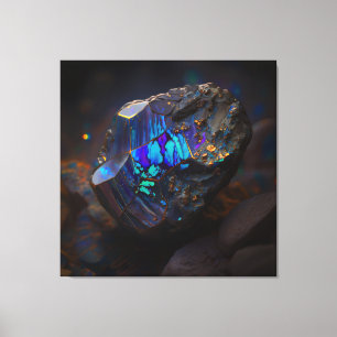 Boulder Opal Ore Macro, Vibrant Gemstone Canvas Afdruk