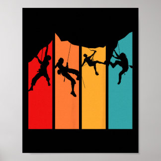 Boulder Sport Hobby Klimmer Retro Rotsklimmen Poster