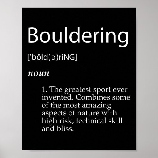 Boulderen Definitie Berg Rots Bergbeklimming Poster (Voorkant)