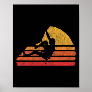 Boulderen in distressed retro rotsklimmen 80's zon poster