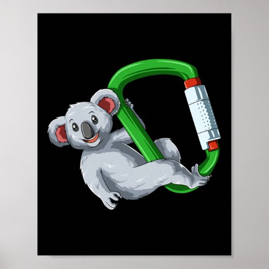 Boulderen Klimmen Carabiner Koala Poster (Voorkant)