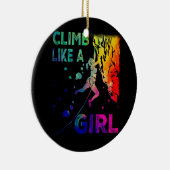 Boulderen Rock klimmer klimmen als een meisjes roc Keramisch Ornament (Rechts)