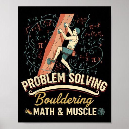 Boulderen Wiskunde & Spier Probleemoplossend Klimm Poster (Voorkant)