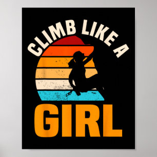 Boulderende Meisjes Retro Vintage Klimmer Bouldera Poster