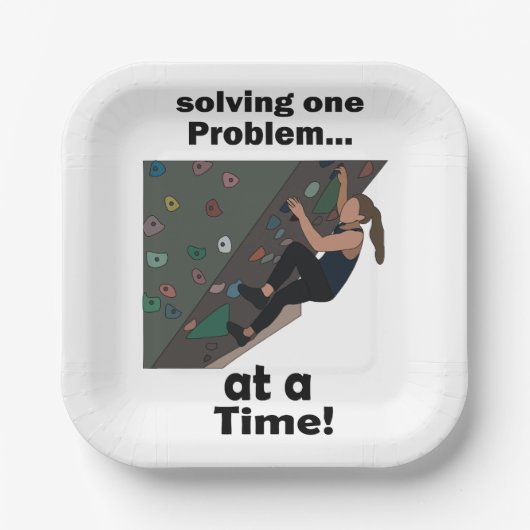 Bouldering Probleemoplosser Klimfeest Papieren Bordje (Voorkant)