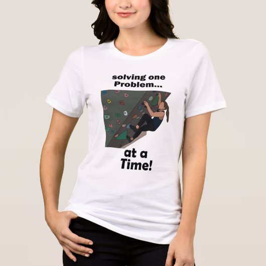 Bouldering Probleemoplosser Klimfeest Tri-Blend Shirt (Voorkant)