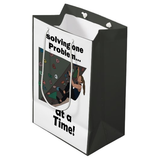 Bouldering Probleemoplosser Rotsklimfeestje Medium Cadeauzakje (Voorkant Gekanteld)