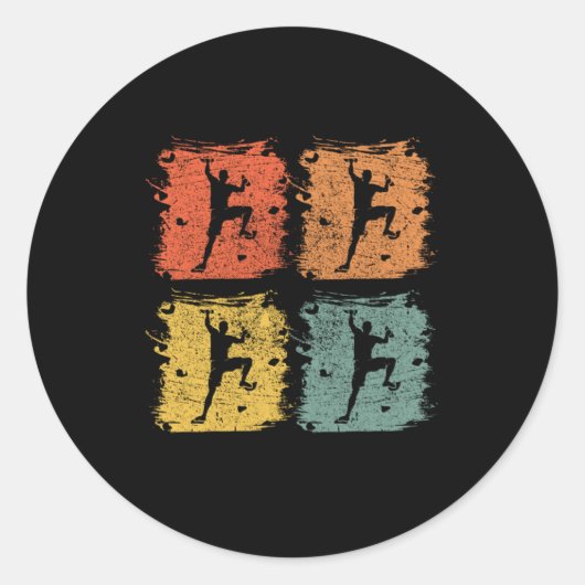 Bouldering Retro Pop Art Gift Ronde Sticker (Voorkant)