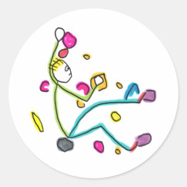 Bouldering Stickman Ronde Sticker