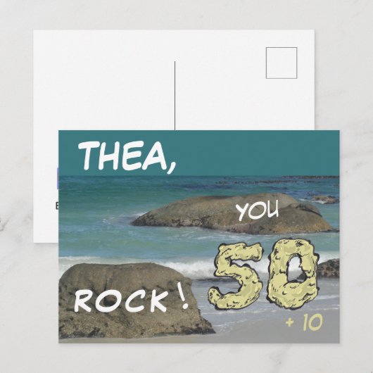 Boulders Beach - 60 Verjaardag, Je bent ROCK - Ans Briefkaart (Voorkant / Achterkant)