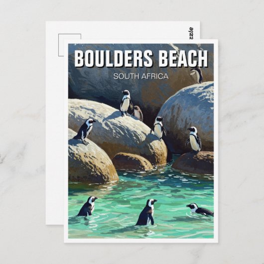 Boulders Beach Pinguins Zuid-Afrika Reizen Briefkaart (Voorkant / Achterkant)