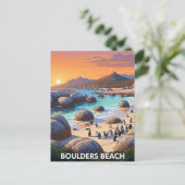 Boulders Beach Pinguins Zuid-Afrika Reizen Briefkaart (Staand voorkant)