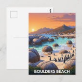 Boulders Beach Pinguins Zuid-Afrika Reizen Briefkaart (Voorkant / Achterkant)