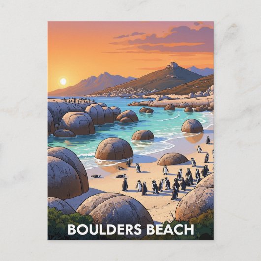 Boulders Beach Pinguins Zuid-Afrika Reizen Briefkaart (Voorkant)