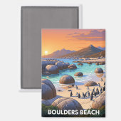 Boulders Beach Pinguins Zuid-Afrika Reizen Magneet (Voorkant / Achterkant)