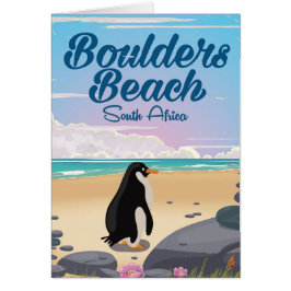 boulders beach Zuid-Afrika cartoon reisposter