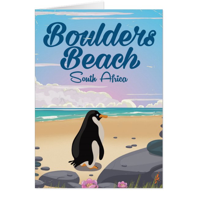 boulders beach Zuid-Afrika cartoon reisposter (Voorkant)