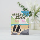 boulders beach Zuid-Afrika cartoon reisposter Briefkaart (Staand voorkant)