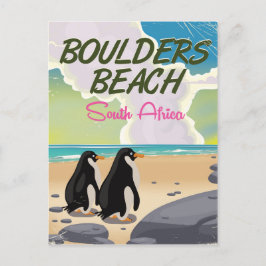 boulders beach Zuid-Afrika cartoon reisposter Briefkaart